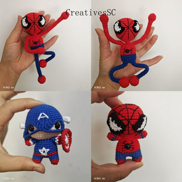 Hand-Knitted Woven Wool Doll Pendant Finished Handmade Crochet Yarn Doll Finished Hand-Knitted Spider-Man