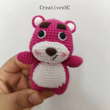 Finished Handmade Crochet Knitting Wool Doll Strawberry Bear Handmade Knitting Strawberry Bear Keychain Pendant Finished Product