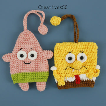 Cartoon Creative Hand Weaving Paida Star Key Case Sponge Baby Wool Crocheted Key Protector Finished Product