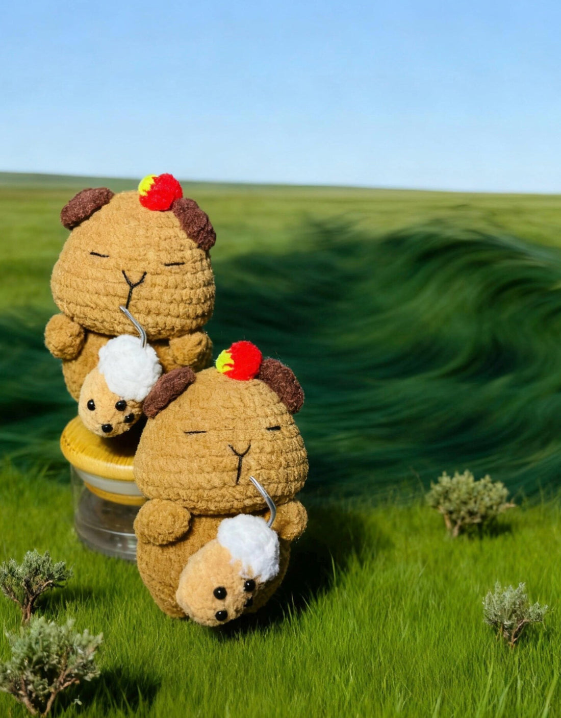 Handmade Capybara Crochet Plush-Colorful Amigurumi Capybara |Cute Collectible Animal Doll Gift|Custom Crochet Figurine|Mom-and-daughter made